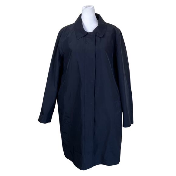 Lands’ End Wmns XL Black Long Trenchcoat Removable Insulation Polyester Read! - Picture 2 of 16